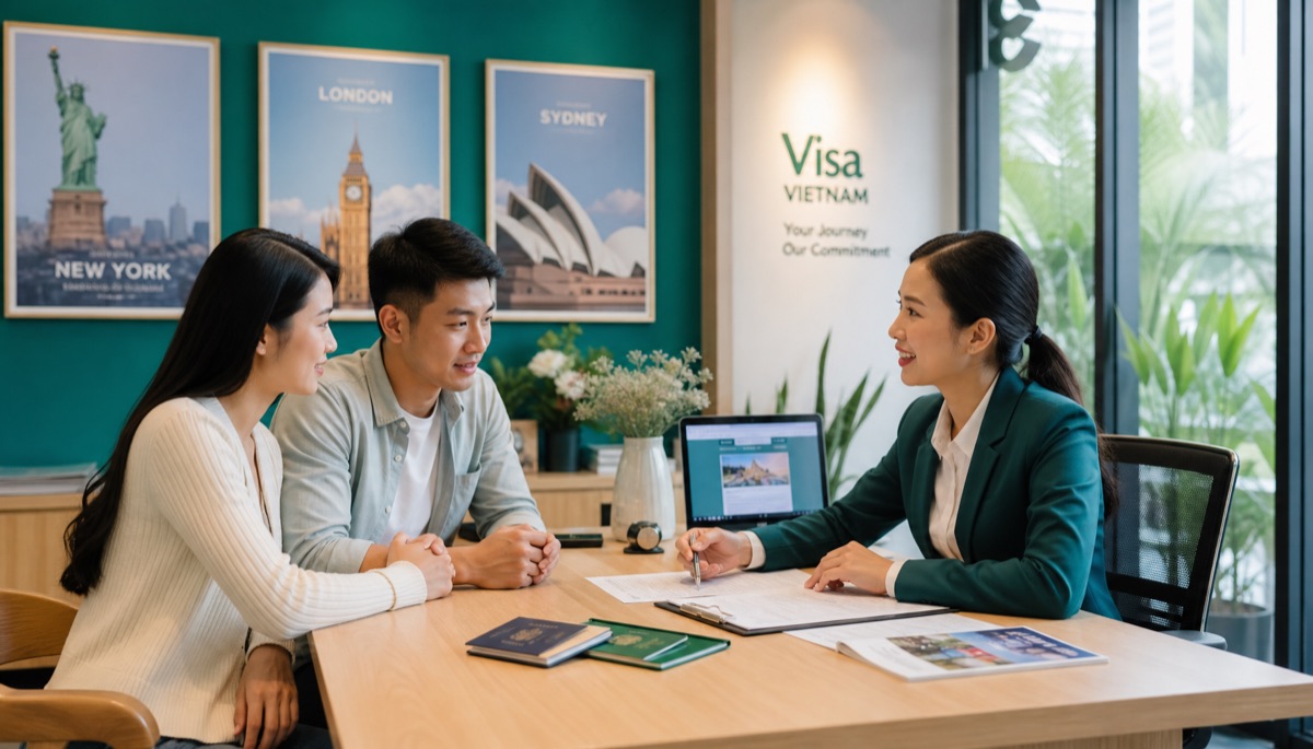 Chuyên viên Xuân Phong Travel tư vấn hồ sơ visa cho khách hàng